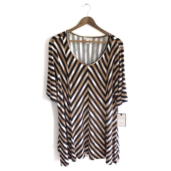 Dana Buchman BNWT Rest Camel Striped Loose Fitted Top 1X - Picture 1 of 7